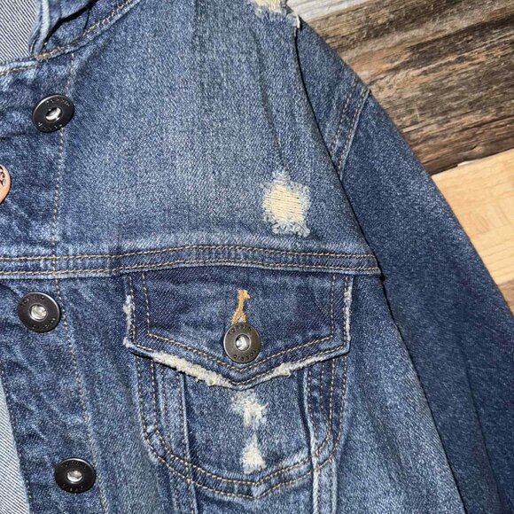 TORRID WOMEN LONG LENGTH JEAN JACKET DISTRUCTIVE - Picture 4 of 8